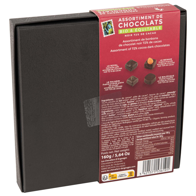 Coffret 3 chocolats noirs bio à inclusions issus du commerce équitable