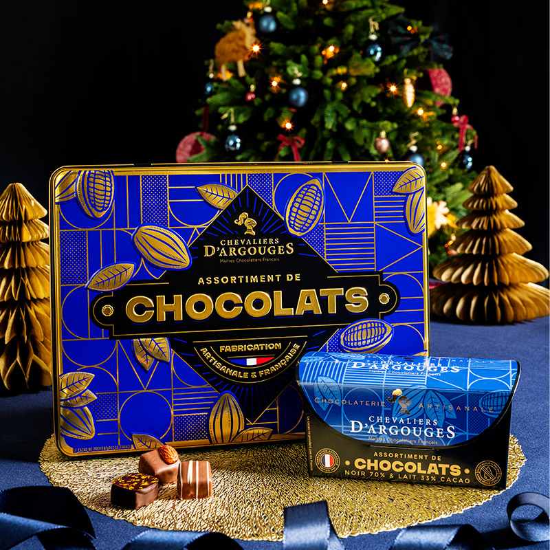 Packaging de Noël pour chocolatiers pâtissiers - Ballotin Noël Argenté